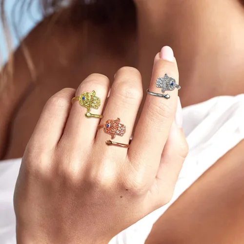Miniatura 4 de Evil Eye Hamsa Hand of Fatima Lotus Yoga Buddha AnilloPendientesColgante Collar de Plata de Ley 925 Plata de Ley 925 Chapado en Oro de 18 KtOro Rosa