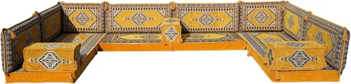 Miniatura 22 de arabicsofa Cojines de piso árabe en forma de U – Sofá tradicional Majlis con sofá otomano