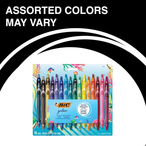 Miniatura 2 de BIC Gelocity - Juego de bolígrafos de gel con temática oceánica de secado rápido con tinta de secado rápido y diseño retráctil, 16 unidades en tinta