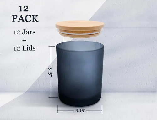 Miniatura 2 de Aroparc Paquete de 12 tarros de velas de 10 onzas con tapas, recipiente para velas para suministros de fabricación de velas, apto para lavavajillas