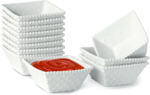Miniatura 14 de UIBFCWN Paquete de 12 cuencos de cerámica para salsa, platos de salsa de soja de 2 onzas, cuencos/platos de salsa blanca, cuencos para pellizcar