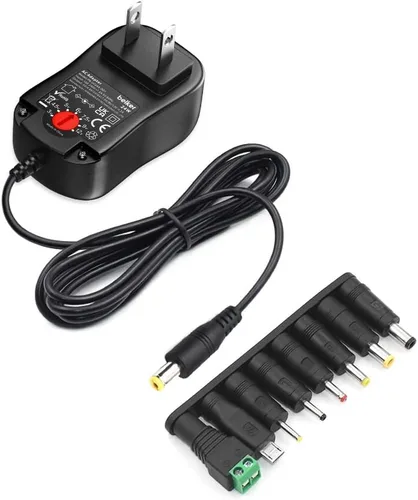Miniatura 7 de Belker Fuente de alimentación universal de 24 W, 3 V, 4.5 V, 5 V, 6 V, 7.5 V, 9 V, 12 V CA, adaptador de corriente alterna, con 8 puntas