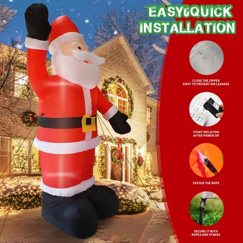 Miniatura 2 de Papá Noel gigante inflable de Navidad de 9 pies de alto con luces LED integradas, decoraciones inflables de Navidad al aire libre, decoración grande