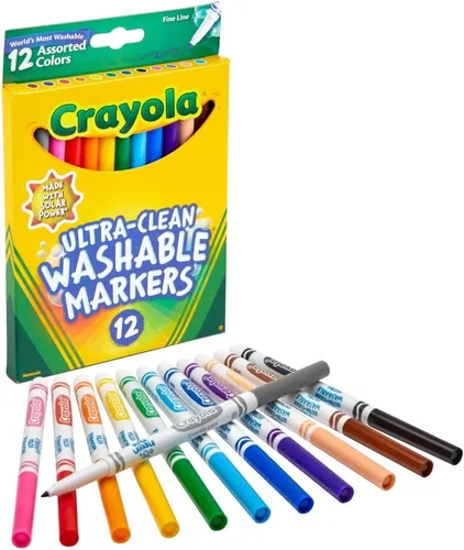 Miniatura 2 de Crayola Marcadores de Línea Fina Ultra Limpios (12 unidades), Marcadores Lavables para Niños, Artes y Manualidades, Marcadores para Libros