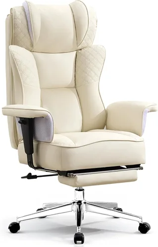 Silla de oficina grande y alta, silla reclinable ergonómica de cuero con reposapiés, cómodas sillas de escritorio ejecutivas para computadora con