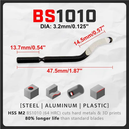 Miniatura 9 de AFA Tooling - Herramienta de desbarbado con 11 cuchillas HSS M2 - Mango de aluminio micropulido y anodizado con agarre moleteado de diamante - Ideal