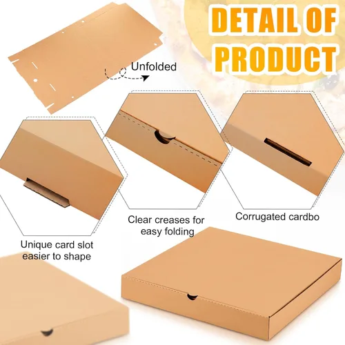 Miniatura 3 de PerKoop 100 cajas de pizza de 12 x 12 pulgadas a granel de cartón vacío de 12 pulgadas, caja de pizza cuadrada reutilizable para comida para llevar