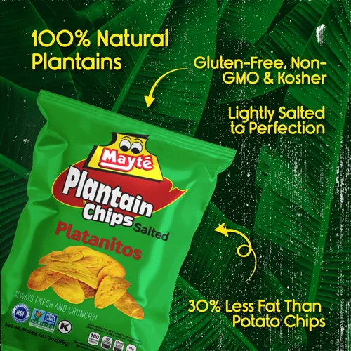 Miniatura 3 de Mayté Chips de plátano – Limón chile, 30 paquetes individuales (3 onzas cada uno) – Sin OMG, sin gluten, aperitivos saludables – Sin conservantes ni