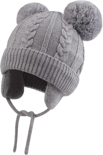 Miniatura 19 de Duoyeree Gorro de invierno para niños pequeños con solapa para las orejas, bufanda gruesa y cálida gorra de calavera para niños y niñas