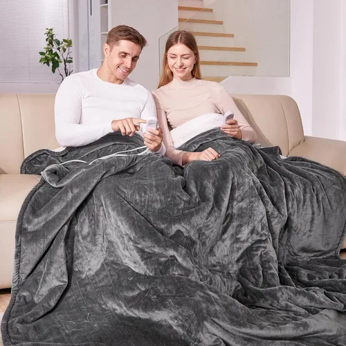 Miniatura 3 de Manta eléctrica tamaño King – Manta térmica con doble control, 5 niveles de calefacción, 10 horas de apagado automático, manta de calentamiento