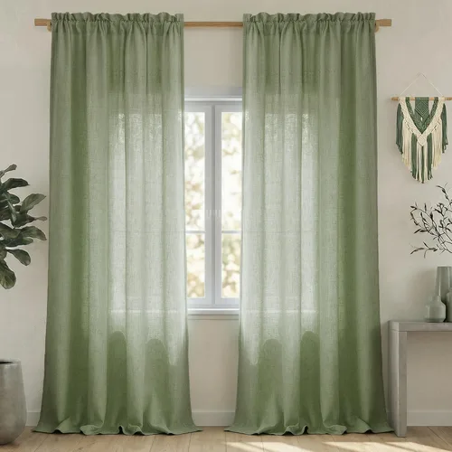 Miniatura 45 de Cortinas blancas puras de 38 pulgadas de ancho para dormitorio, juego de 2 paneles de cortinas de privacidad con bolsillo para barra, cortinas