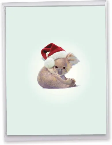 The Best Card Company - Tarjeta de Navidad de animales grandes para hombres y mujeres (8.5 x 11 pulgadas) - Adorable tarjeta de notas de vacaciones
