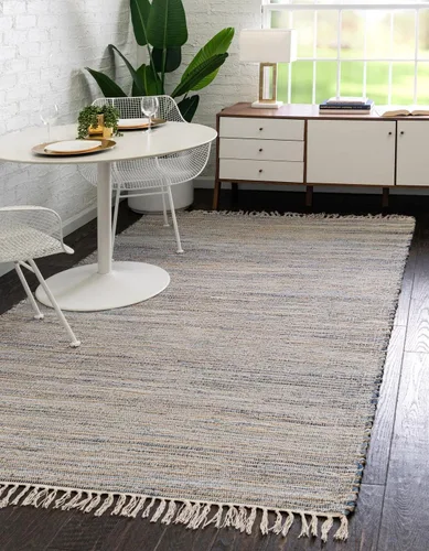 Miniatura 12 de Unique Loom Chindi Jute Collection - Alfombra cuadrada de 7 pies y 1 pulgada, color azul marino