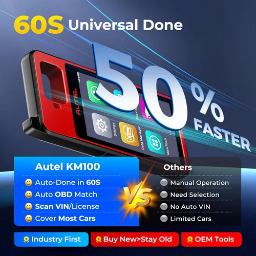 Miniatura 10 de Autel Escáner MaxilM KM100 Herramienta de diagnóstico, nueva herramienta de escaneo OBD KM100 para el 99% de vehículos, actualización de por vida