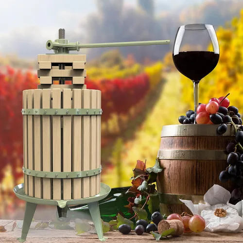 Miniatura 6 de Prensa de fruta y vino verde de 4.75 galones, prensa manual para sidra y jugo con canasta de madera de haya maciza y soporte resistente