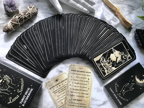 Miniatura 2 de Shores Of Moon Luna Somnia Tarot Baraja con guía y caja – 78 cartas completa cubierta completa sueños estrellados astrología celestial herramienta