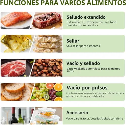 Miniatura 4 de Bonsenkitchen Sellador al vacío para alimentos, máquina selladora al vacío con mango de fácil bloqueo con clip para bolsa, cortador integrado