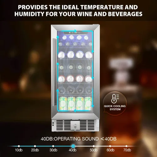 Miniatura 5 de COWSAR Refrigerador de vino de 15 pulgadas para bebidas de 2.9 pies cúbicos. Refrigerador independiente o debajo del mostrador, refrigerador