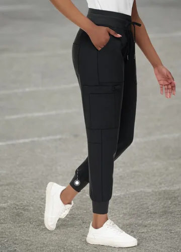 Miniatura 8 de Pantalones quirúrgicos de cintura alta para mujer, 8 bolsillos, ajustados, cintura cónica, puños acanalados en los tobillos