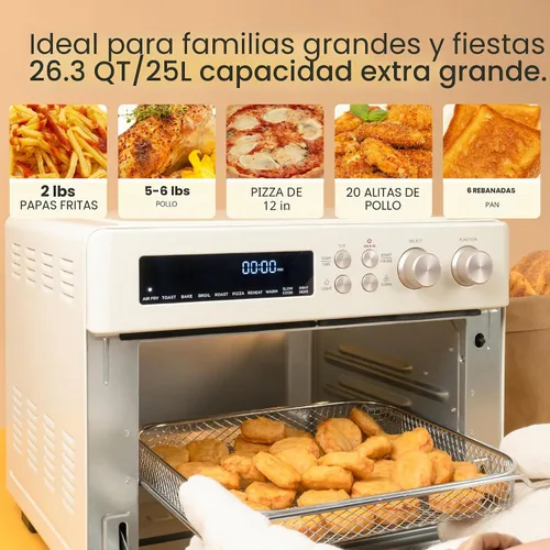 Miniatura 5 de VAL CUCINA Horno tostador freidora de aire con calentamiento infrarrojo estilo retro, horno de convección de encimera extra grande combo 10 en 1