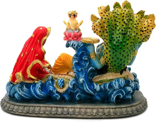 Miniatura 8 de alikiki Estatua hindú de Dios Señor Vishnu – 8.3 pulgadas de largo Mahavishnu figura divina deidad hindú para adoración espiritual, hogar, oficina