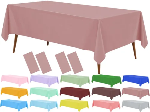 Miniatura 36 de Mantel de plástico verde frutal (paquete de 2), 54 x 108 pulgadas, cubierta de mesa para mesa rectangular, manteles desechables verde manzana