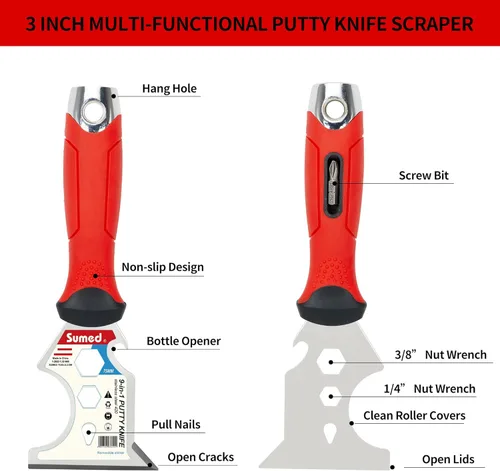Miniatura 2 de Kit de herramientas de mano para paneles de yeso, juego de cuchillos de masilla de acero inoxidable, incluye cuchillo de cinta, cuchillo de cinta