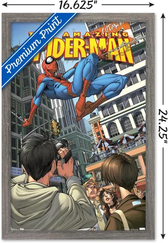Miniatura 3 de Trends International Marvel Comics Spider-Man - Póster de pared definitivo, 14.725 x 22.375 pulgadas, versión enmarcada de madera de granero