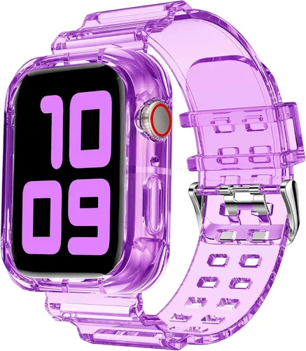 Miniatura 70 de DABAOZA - Correa compatible con Apple Watch de 49 mm, 46 mm, 45 mm, 44 mm, 42 mm, 41 mm, 40 mm, 38 mm, con protector, correa de TPU brillante