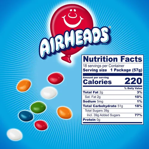 Miniatura 2 de Airheads Bocaditos de caramelo, sabores de frutas surtidos, cine, fiesta, concesiones, paquetes de 2 onzas (caja de 18)