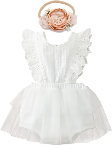 Miniatura 28 de IDOPIP Conjunto de ropa de 1er cumpleaños para niñas con estampado floral, estilo bohemio, con encaje, tutú y diadema de princesa