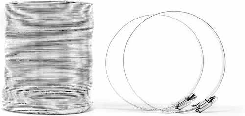 Miniatura 4 de Conducto de transición de aluminio flexible para secadora de ropa con 2 abrazaderas de tornillo sinfín.