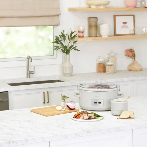 Miniatura 5 de Crock-Pot Olla de cocción lenta Cook and Carry de 7 cuartos con control táctil, 4 configuraciones preprogramadas, recipiente de cerámica extraíble