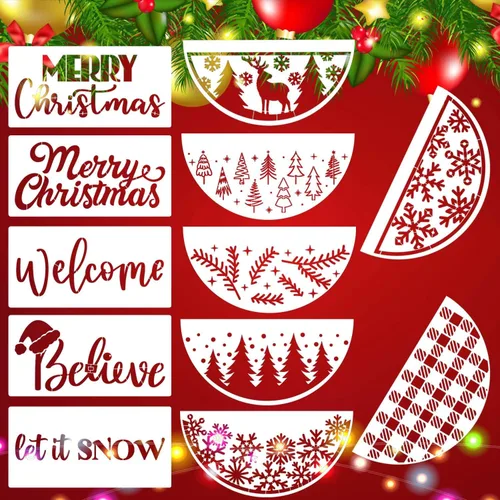 Miniatura 10 de Plantillas de Navidad para pintar sobre madera de 12" Plantilla de Feliz Navidad Plantillas de vacaciones Plantillas de dibujo para colgar