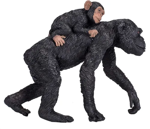 MOJO - Madre y bebé chimpancés | Figura de juguete pintada a mano | Colección de vida silvestre | Fiel a la vida y altamente detallada | Diseñado en