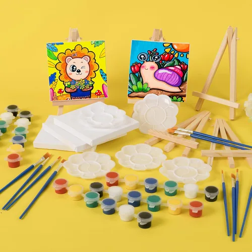 Miniatura 7 de ESRICH 5 Set Mini Kit de Pintura Acrílica, Kit de Pintura en Mini Lienzo, Regalos para la Fiesta de San Patricio, Lienzo de 4 * 4 Pulgadas