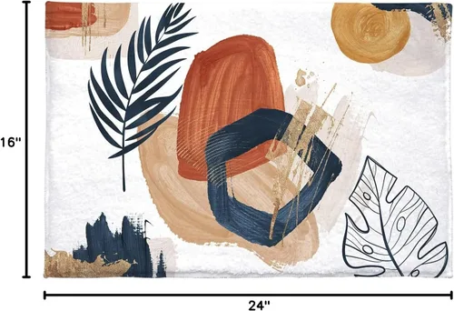 Miniatura 2 de Alfombra de baño abstracta de mediados de siglo, alfombra de área moderna estética terracota, absorbente, antideslizante, alfombra de baño bohemia