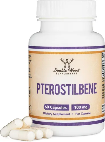Suplemento de pterostilbeno cápsulas de 100 mg (probado por terceros) 60 cápsulas, superior al resveratrol, antioxidante para apoyo de la longevidad