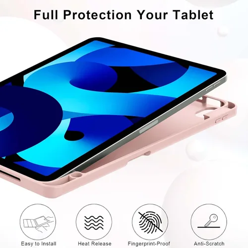 Miniatura 4 de Funda para iPad Air de 11 pulgadas M4/M3/M2 2026/2025/2024, iPad Air 5/4 (2022/2020 5ª/4ª generación de 10.9 pulgadas) con soporte para lápiz, Rosa