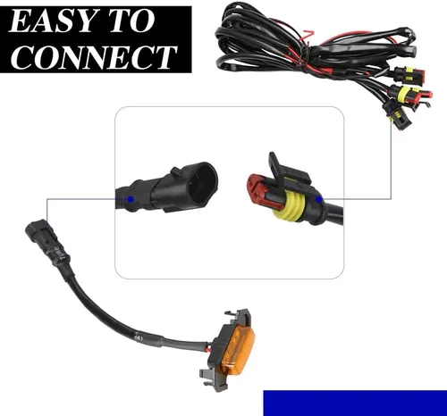 Miniatura 5 de 4 luces LED para parrilla, luces LED ámbar brillante para parrilla con arnés de cableado, lámparas de rejilla frontal impermeables, lámparas