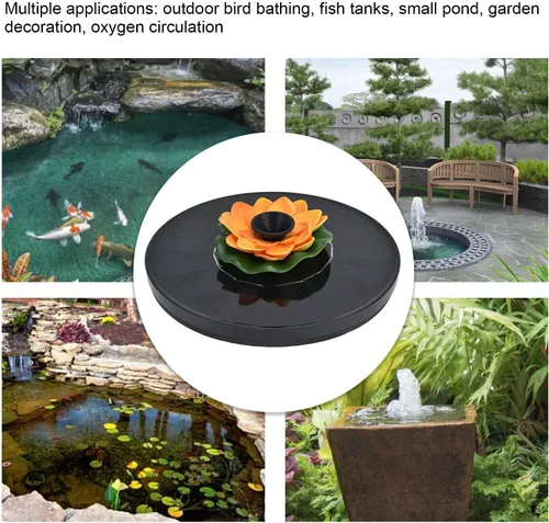 Miniatura 4 de Ciciglow Fuente solar, bomba de fuente de energía solar, 1.4 W, bombas de agua flotantes para baño de pájaros para jardín, patio, estanque y piscina