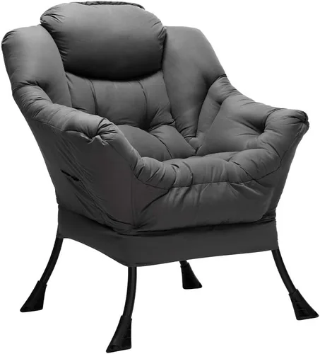 Miniatura 23 de HollyHOME - Silla perezosa con reposabrazos y bolsillo lateral, cómoda silla de sala de acento, sofá de ocio para sala de estar, recámara
