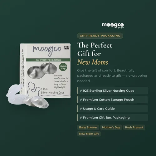 Miniatura 8 de MOOGCO Las Tazas de Lactancia Originales de Plata - Tazas de Pezón de Plata 999k - Protectores de Pezón para la Lactancia de Recién Nacidos
