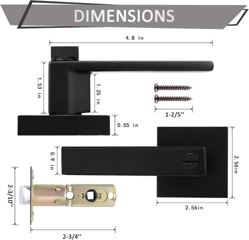 Miniatura 6 de Probrico - Juego de 10 manijas de puerta de privacidad, manijas de puerta de color negro mate resistentes, sin llave, juego de perillas de puerta