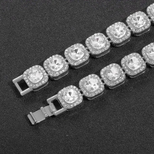 Miniatura 5 de DIDISEE Cadena de eslabones cubanos de oro y plata para mujer, collares de tenis con forma de corazón, cadena de diamantes, collar en capas, collar
