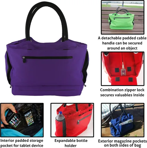 Miniatura 2 de Bolsa de viaje antirrobo con bloqueo Gen 2 con compartimento aislado, Puerto Rico Púrpura