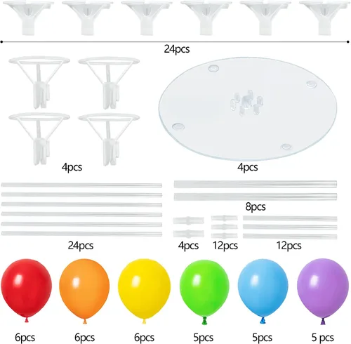 Miniatura 6 de Kit de 4 soportes para globos para mesa con base, centros de mesa, soporte para globos de arcoíris, decoraciones para fiesta de cumpleaños