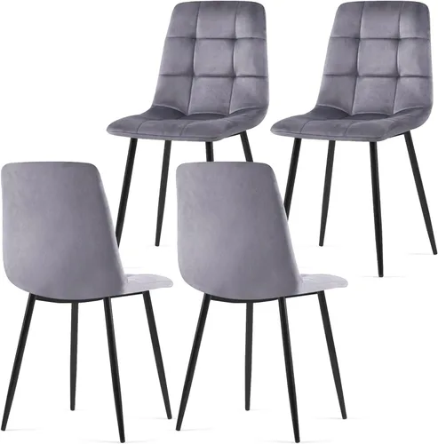 Miniatura 16 de NORDICANA Juego de 2 sillas de comedor, sillas de cocina tapizadas, sillas laterales de terciopelo negro con cómodos cojines y patas de metal
