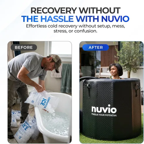 Miniatura 2 de Nuvio Recovery Pod Pro - Baño de hielo portátil de alta calidad con ultra aislamiento, bañera de agua fría inflable de 87 galones, bañera de hielo