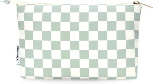 Miniatura 12 de Narwey Bolsa de Maquillaje Grande para Bolso de Cuero Vegano de Viaje Bolsa de Cosméticos con Cremallera para Mujeres, A-Negro
